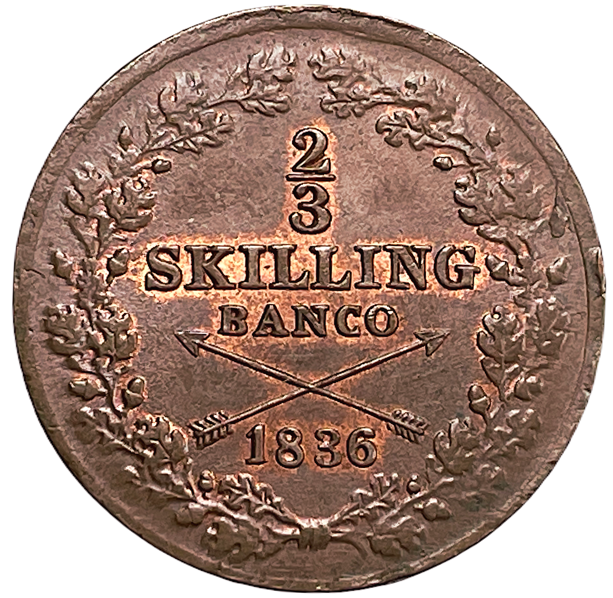 Karl XIV Johan - 2/3 Skilling Banco 1836 - Vackert exemplar