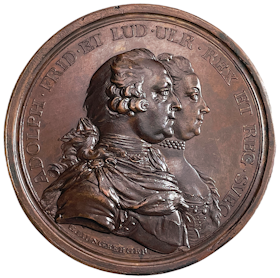 Adolf Fredrik och Lovisa Ulrikas silverbröllop den 29 augusti 1769 av Gustaf Ljungberger - Mycket vackert och mycket sällsynt exemplar - RR