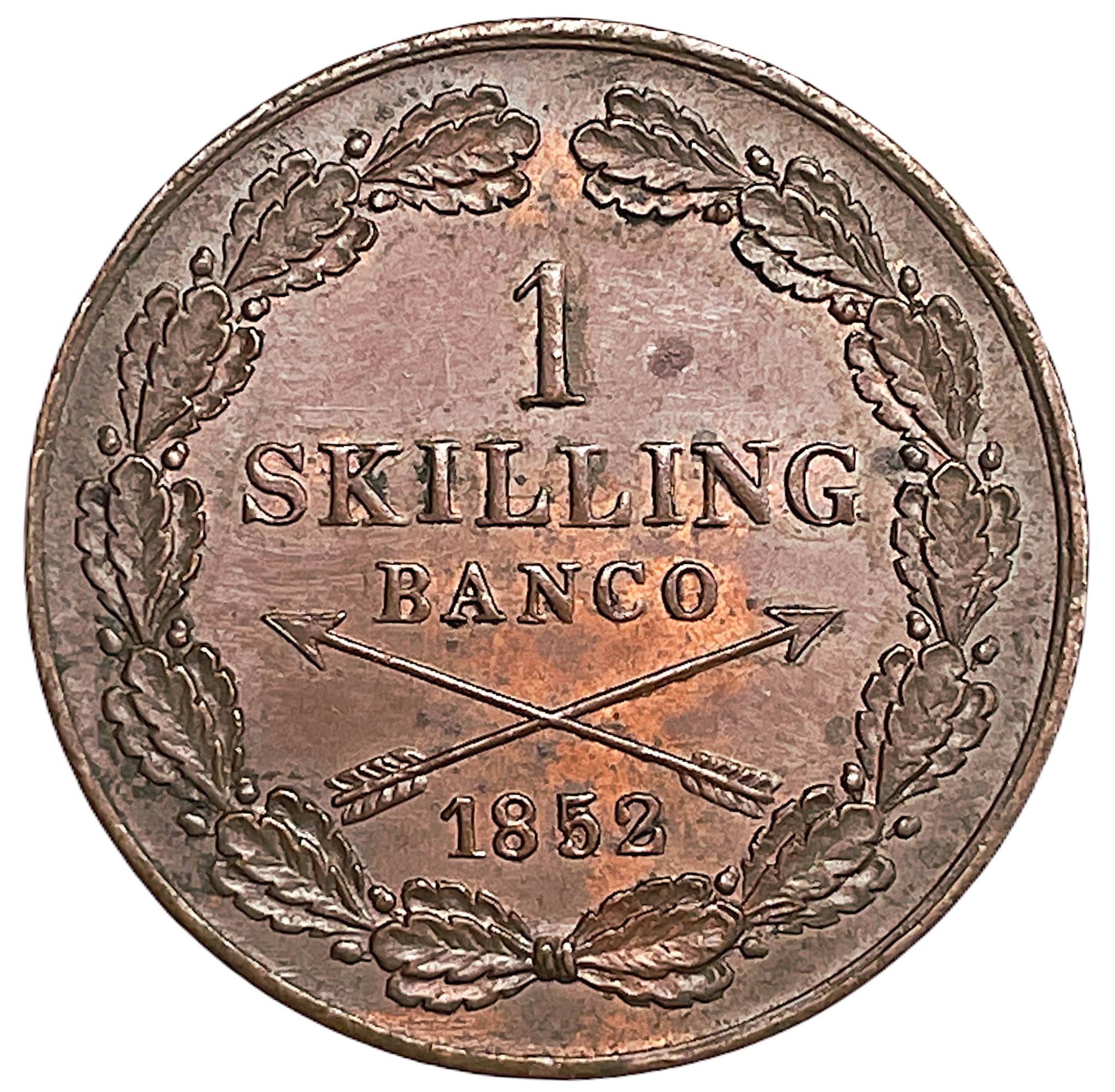 Oskar I - 1 Skilling Banco 1852, 5 på 4 - Ett vackert exemplar