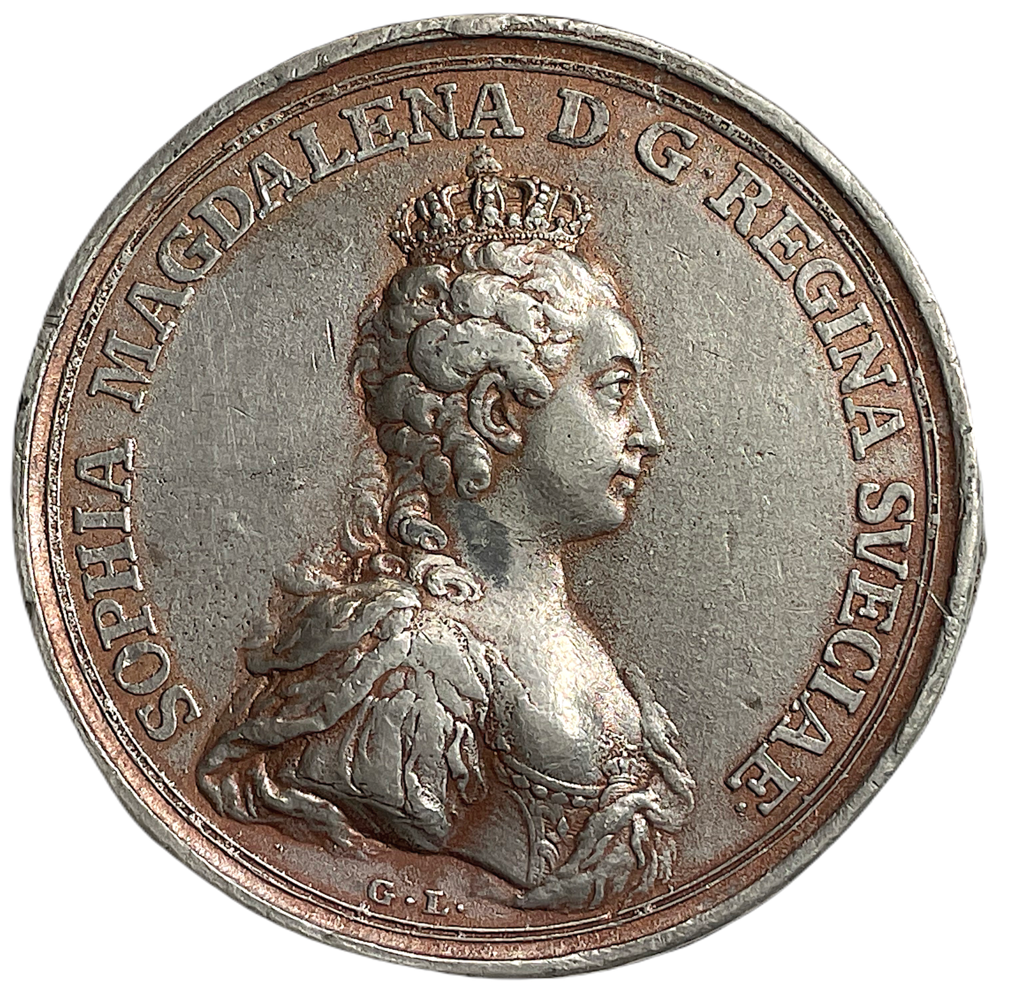 Drottningens kröning i Stockholms storkyrka den 29 maj 1772 - Gjuten i tenn - Mycket sällsynt