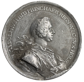 Tronföljaren Adolf Fredrik blir kansler för Uppsala universitet den 26 Februari 1747 ås. av Nils Georgii, fs. av Daniel Fehrman - EXTREMT SÄLLSYNT - Ex. Bonde