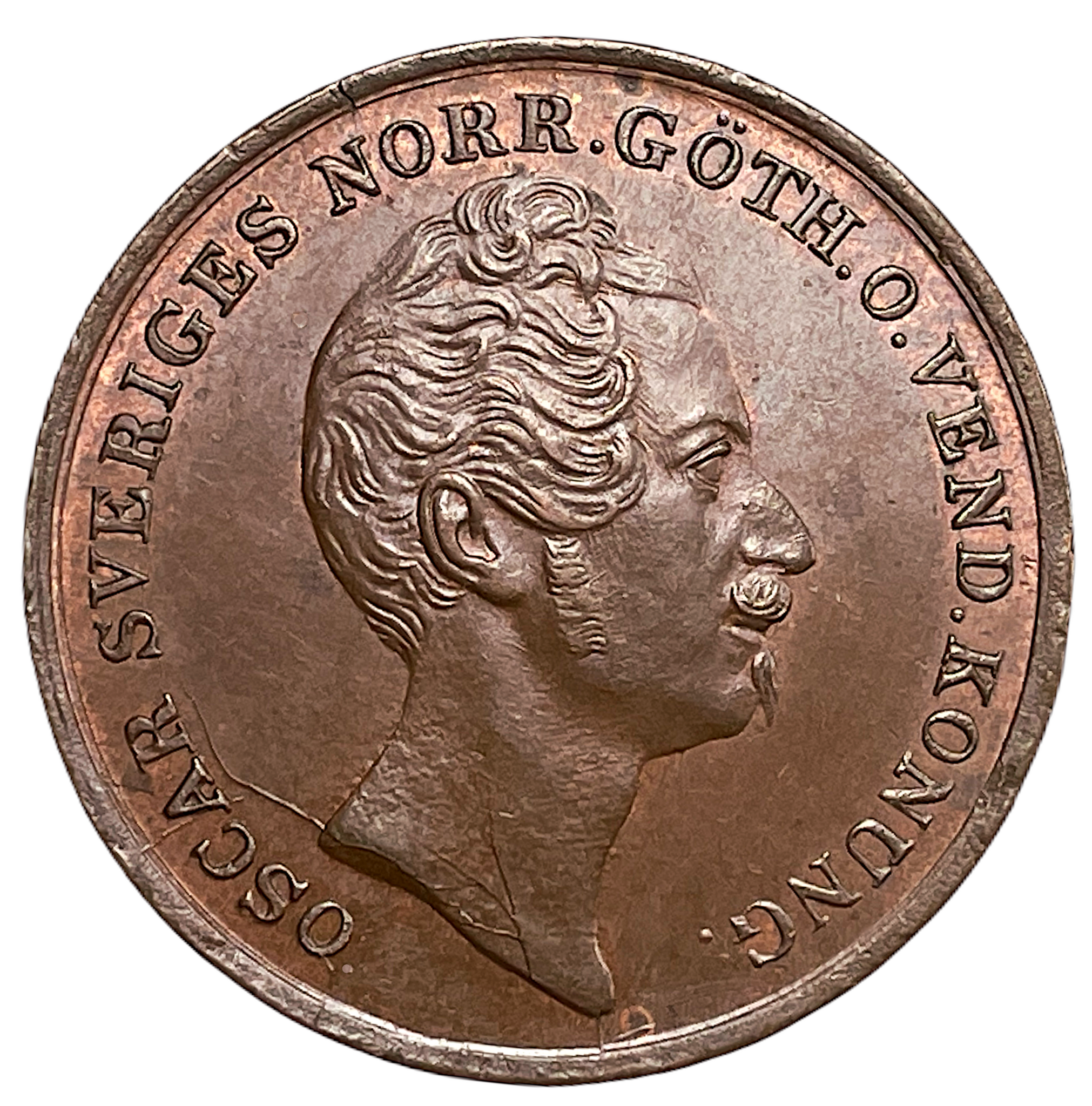 Oskar I - 1 Skilling Banco 1847 - Vackert rött ocirkulerat exemplar