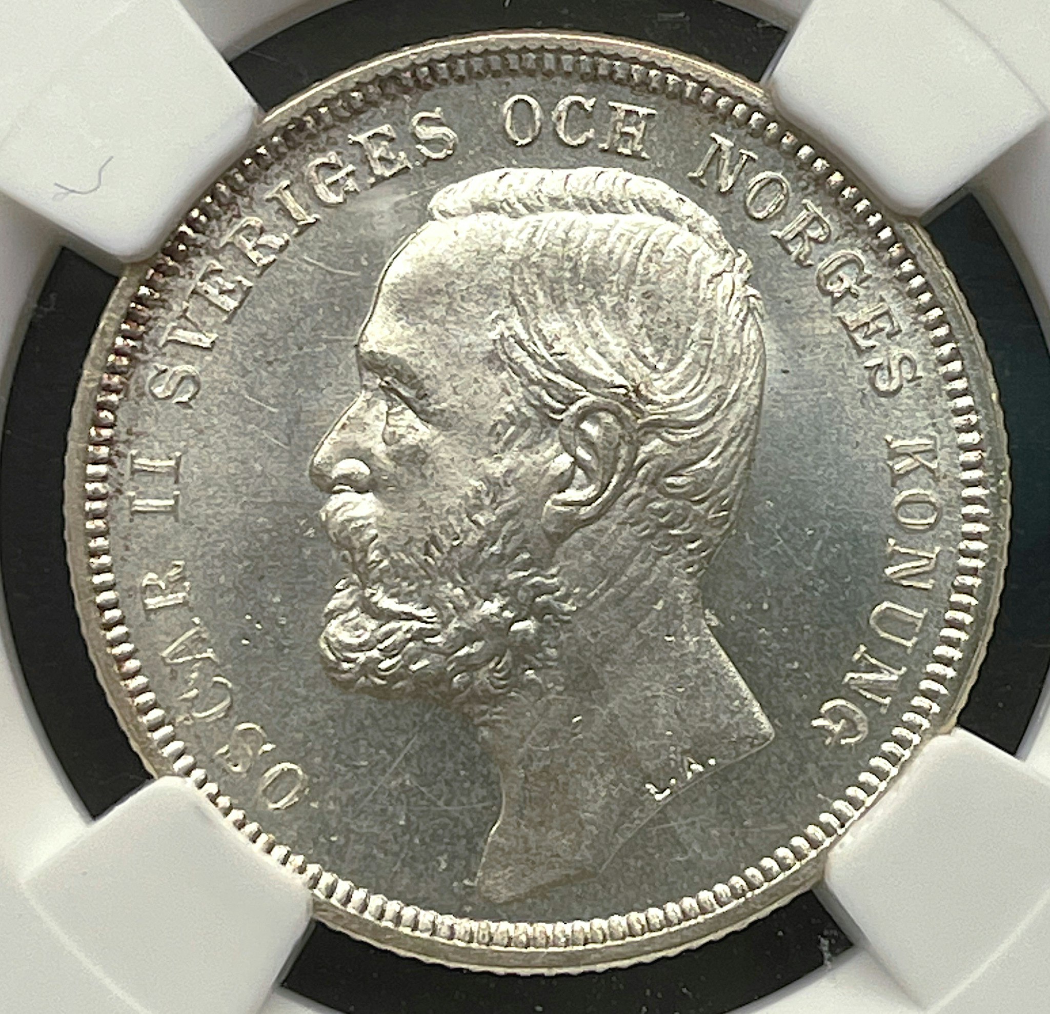 Oskar II - 1 Krona 1897 - Ocirkulerat toppexemplar - NGC MS 65