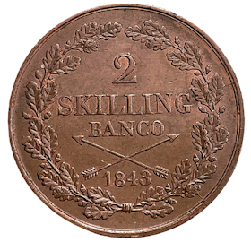 Karl XIV Johan - 2 Skilling Banco 1843