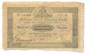 Bancosedlar av färgat papper - 32 skillingar banco 1857