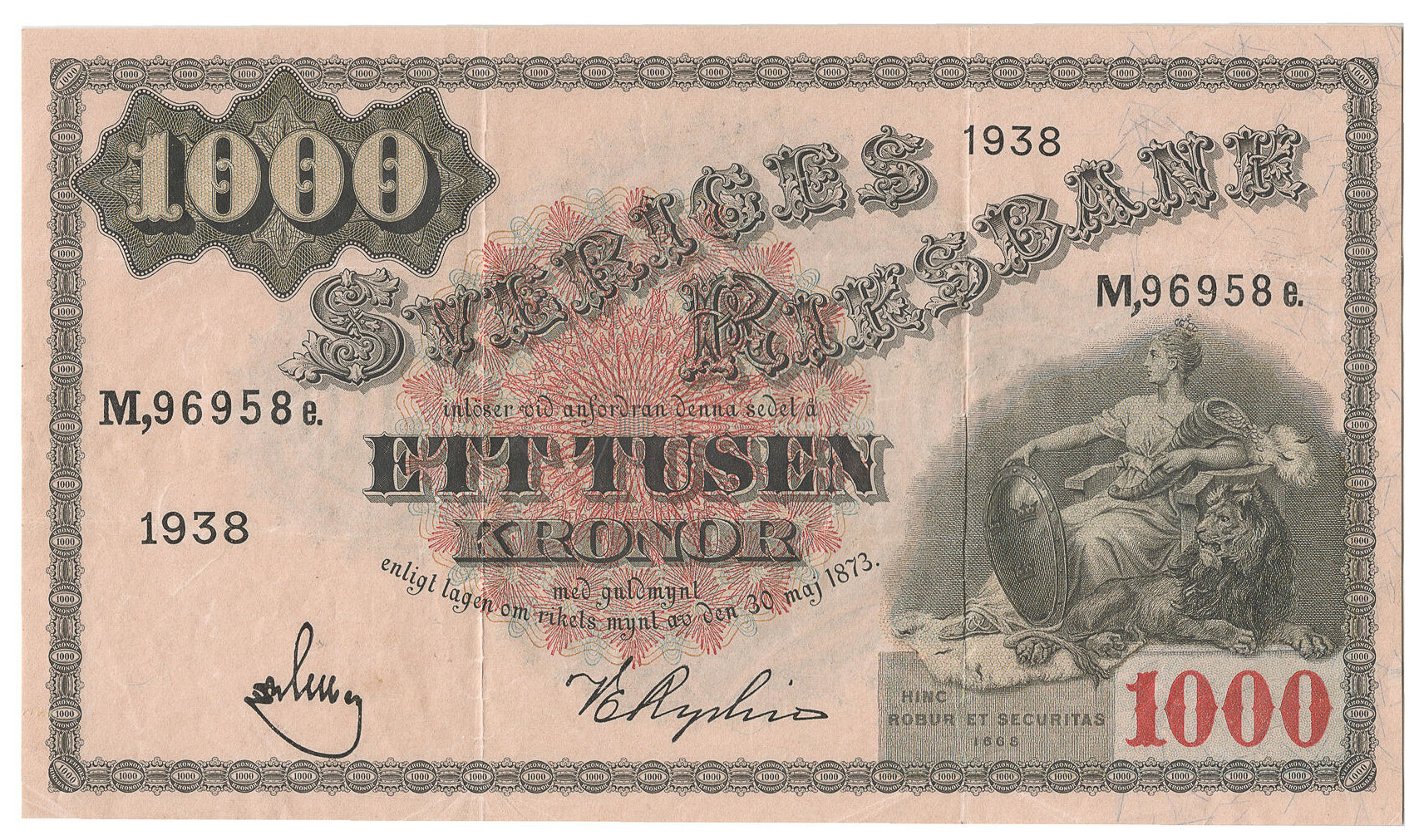 1000 kronor 1938 - PMG 35 Choice VF
