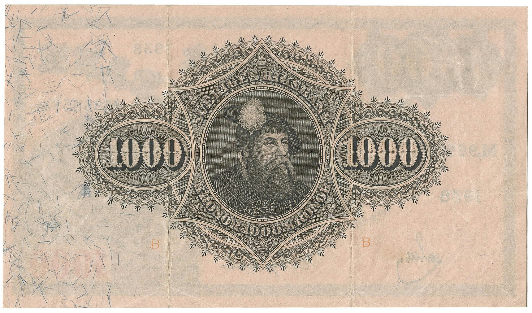 1000 kronor 1938 - PMG 35 Choice VF