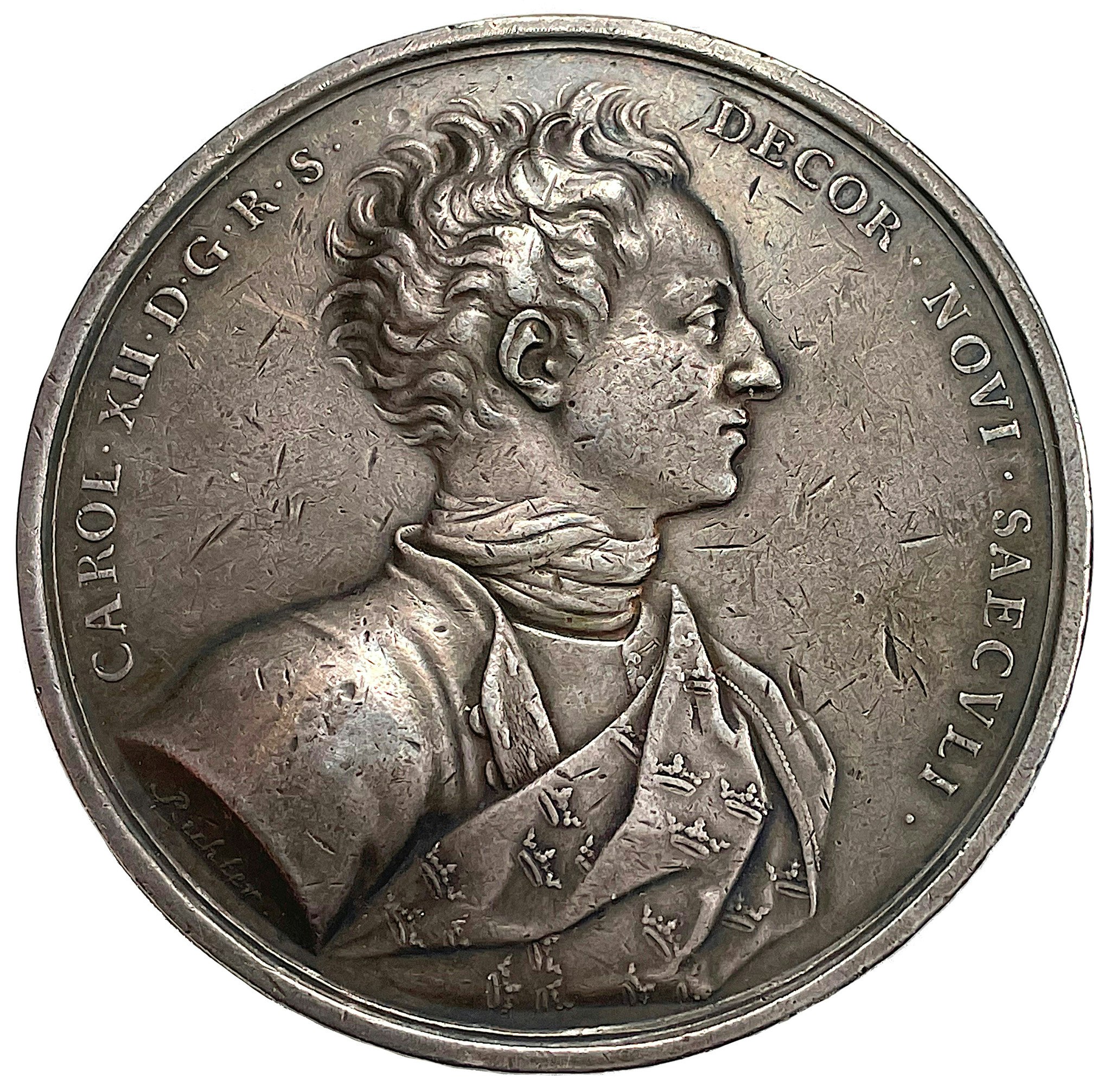 Karl XII går med sin här över Dünafloden och besegrar konung Augusts armé nära Riga den 9 juli 1701