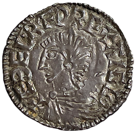 Æthelred II (978-1016). LONDON. Penny. Long cross. Mm LEOFRED