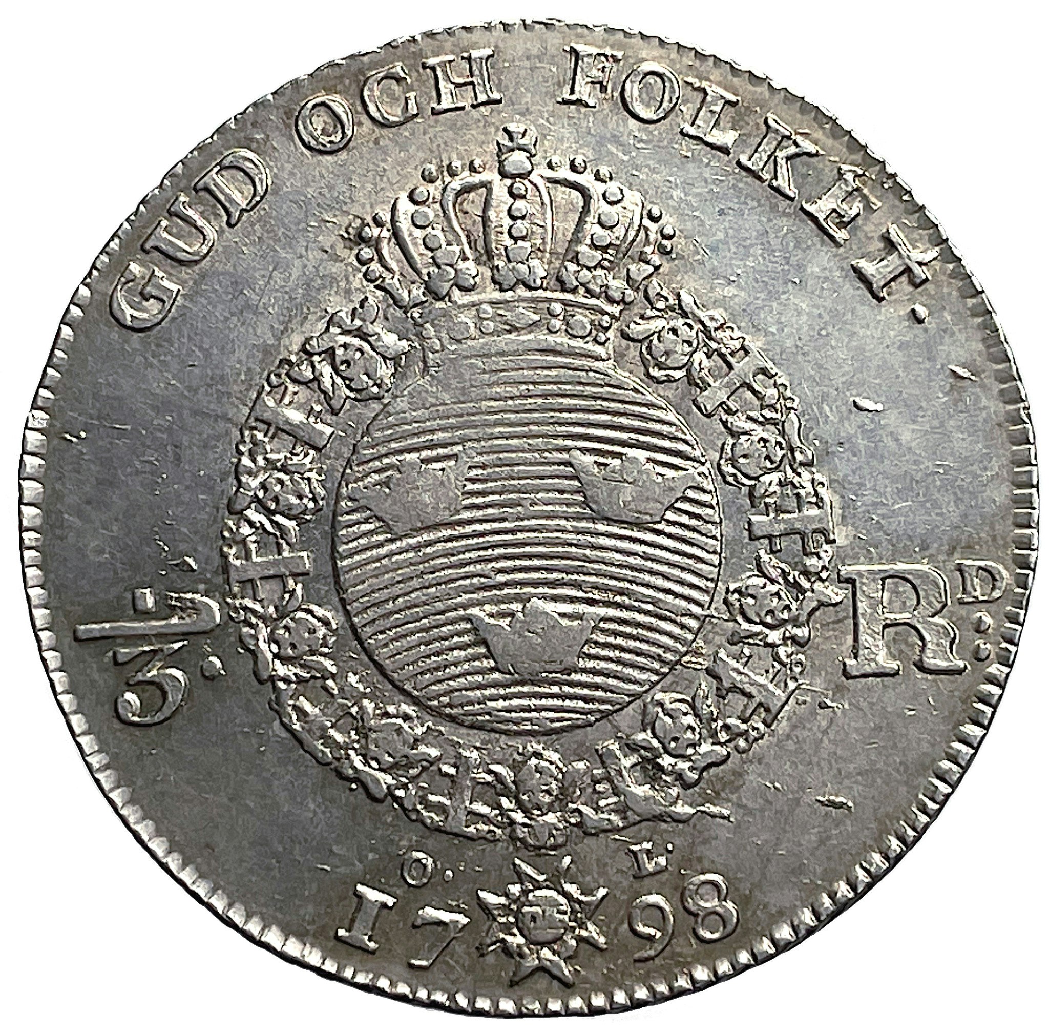 Gustav IV Adolf, 1/3 Riksdaler 1798 - Ett vackert och sällsynt typmynt med nästan full präglingsglans