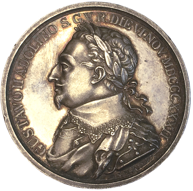 Gustav II Adolf Silvermedalj 6 november 1832 till 200-årsminnet av konungens död