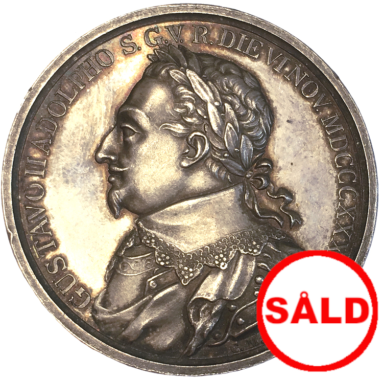 Gustav II Adolf Silvermedalj 6 november 1832 till 200-årsminnet av konungens död