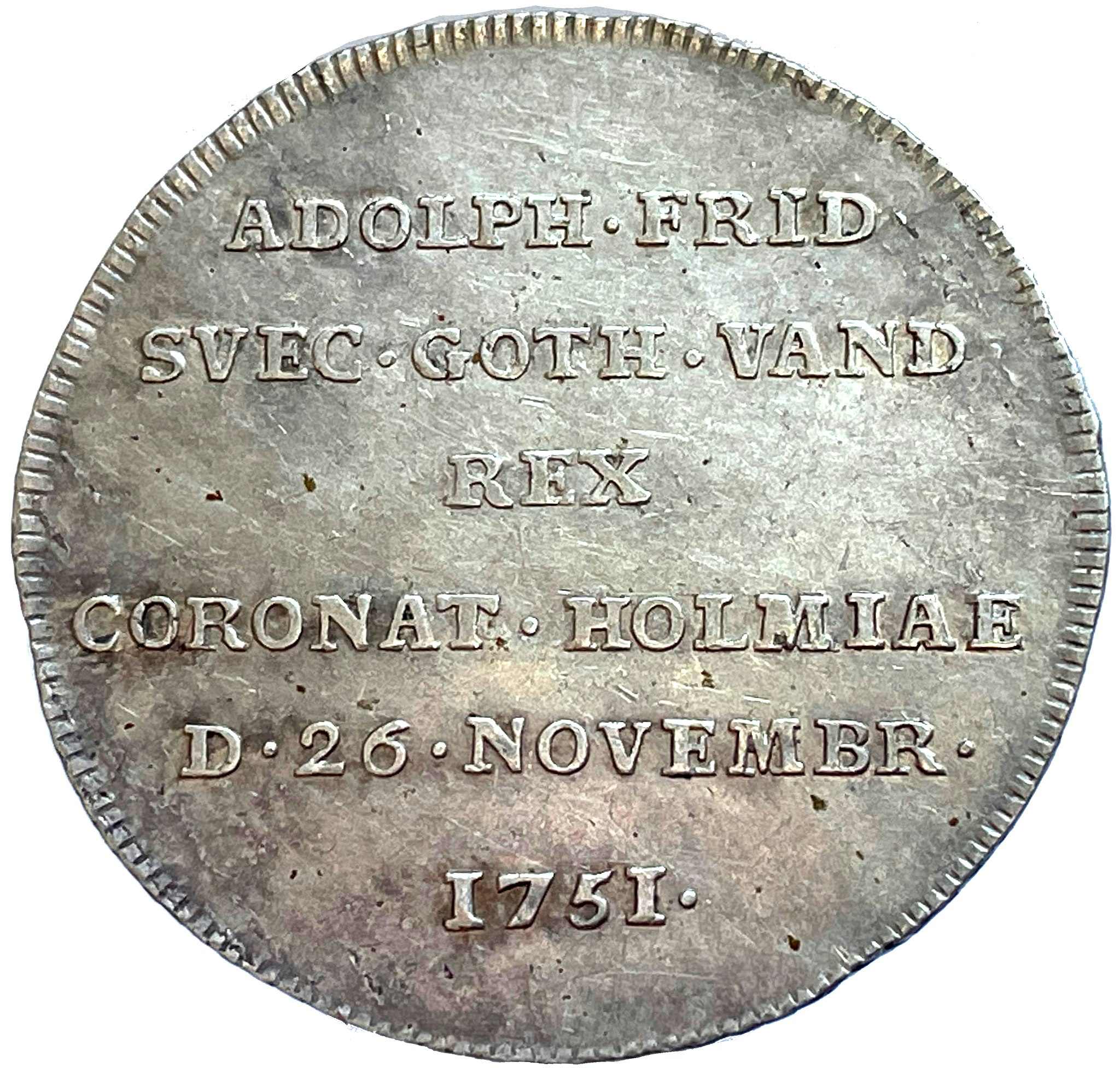 Adolf Fredrik, 2 Mark 1751 - Kastmynt till konungens kröning