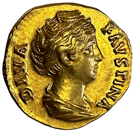 Aureus - Faustina den äldre gift med Antoninus Pius, mor till Markus Aurelius - ETT MYCKET VACKERT ORÖRT EXEMPLAR