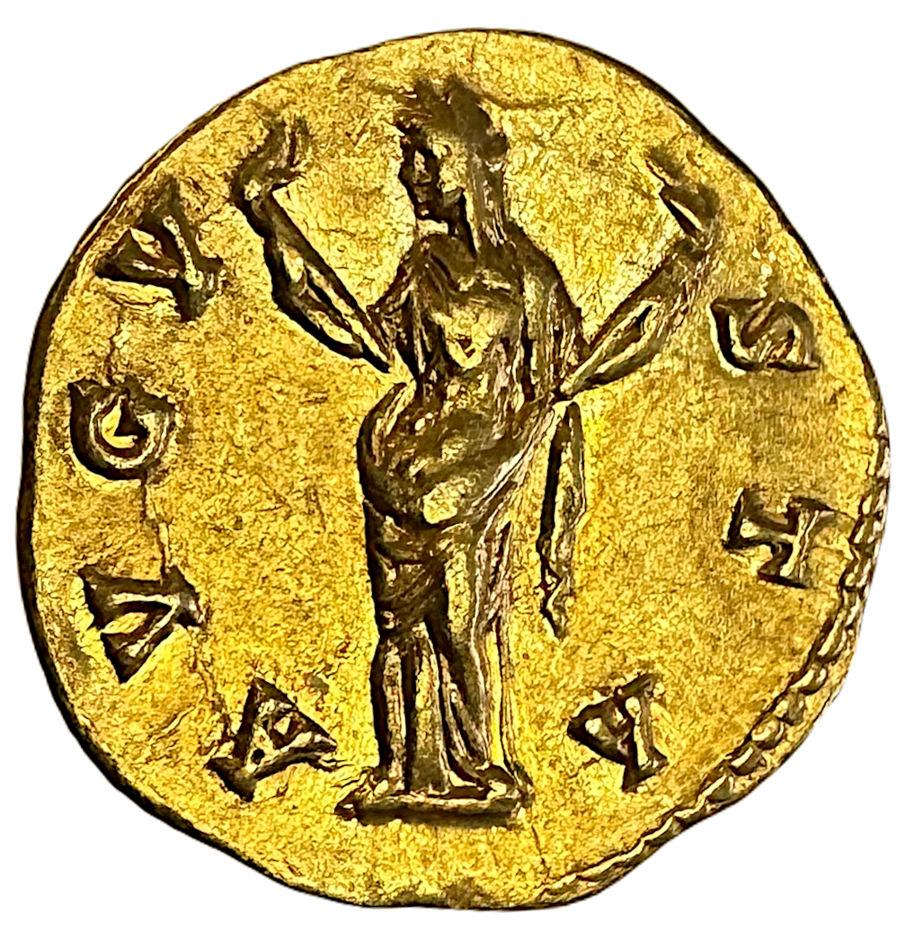 Aureus - Faustina den äldre gift med Antoninus Pius, mor till Markus Aurelius - ETT MYCKET VACKERT ORÖRT EXEMPLAR