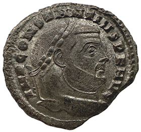 Konstantius I 305-306 e.Kr - Vacker Follis med skarpt porträtt och silvrig yta