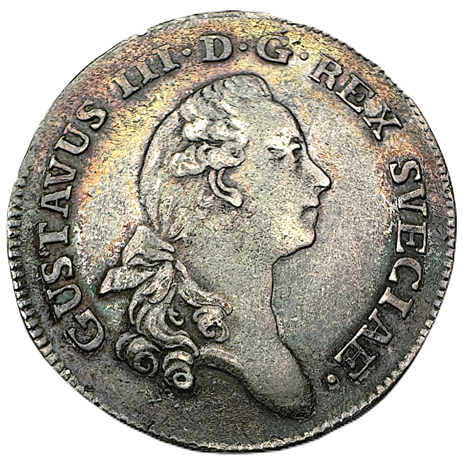 Gustav III - 1/3 Riksdaler 1784 med läcker guldskimrande lyster