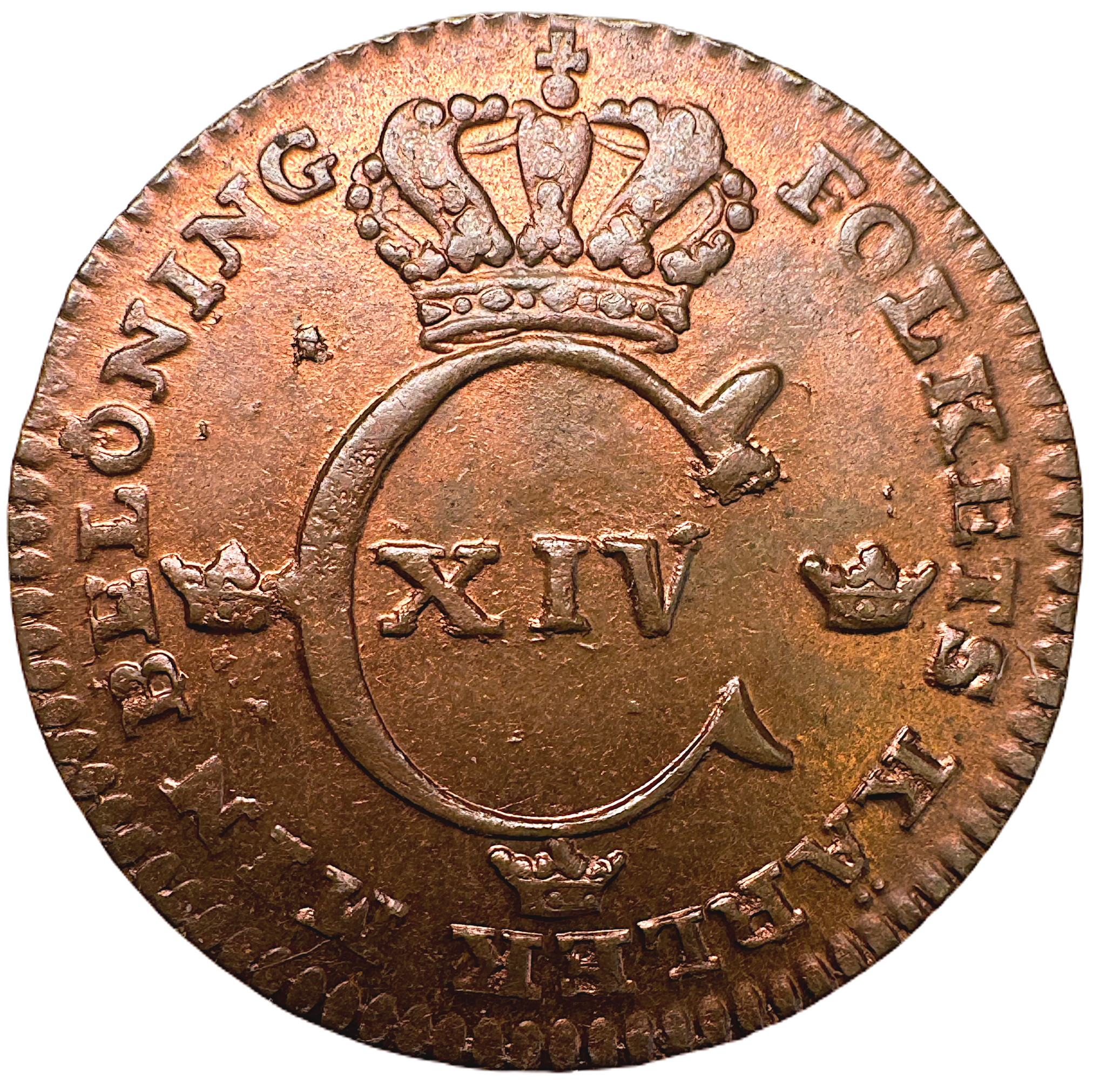 Karl XIV Johan - 1/4 Skilling 1828 Vackert rött exemplar