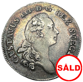 Gustav III - 1/3 Riksdaler 1784 med läcker guldskimrande lyster