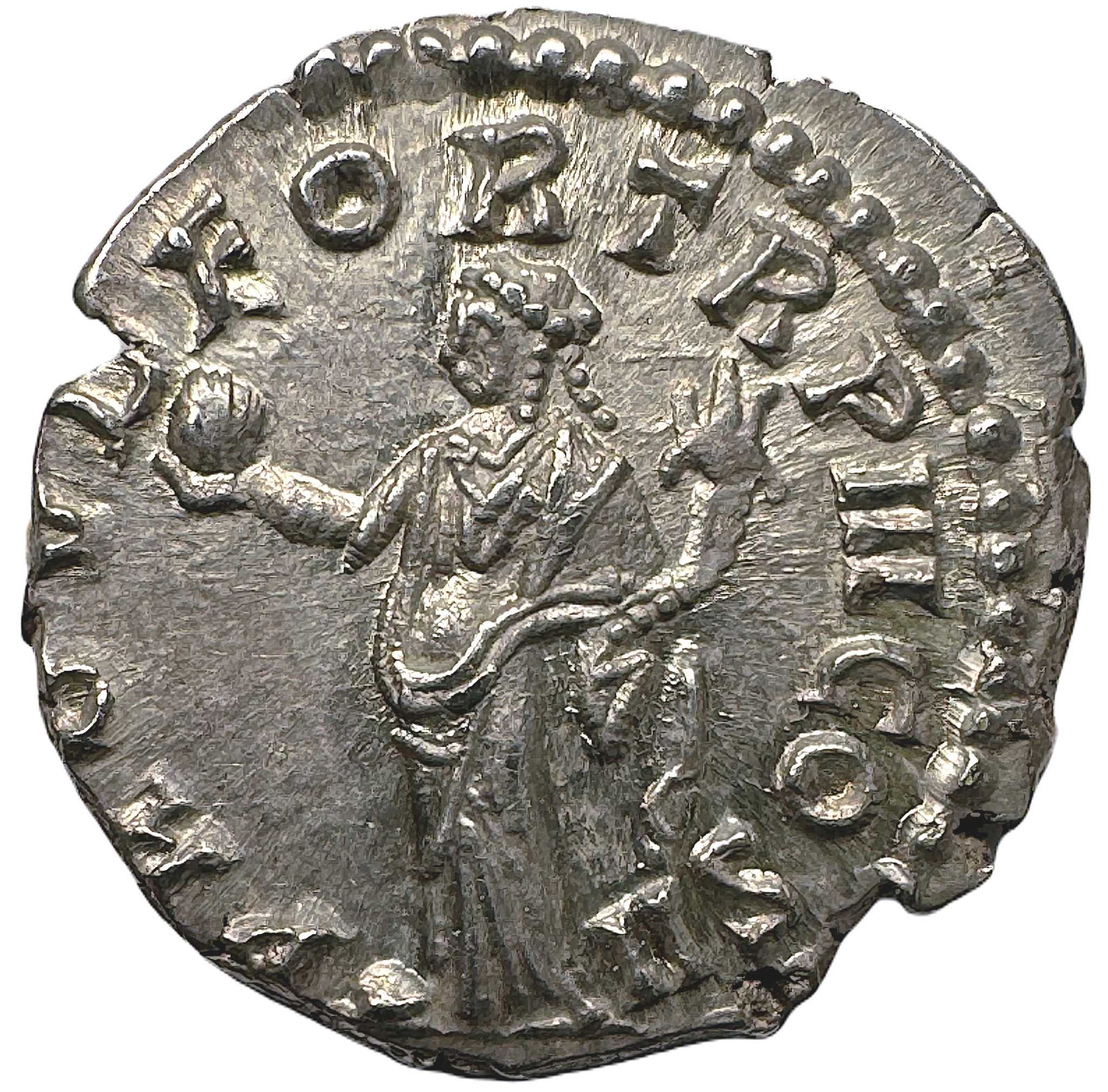 Lucius Verus 161-169 e.Kr - Denar - Vackert exemplar med Providentia