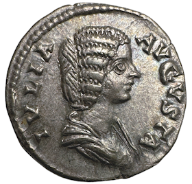 Julia Domna (gift med Septimius Severus 193-211 e.Kr) - Vackert exemplar med blåskimrande patina