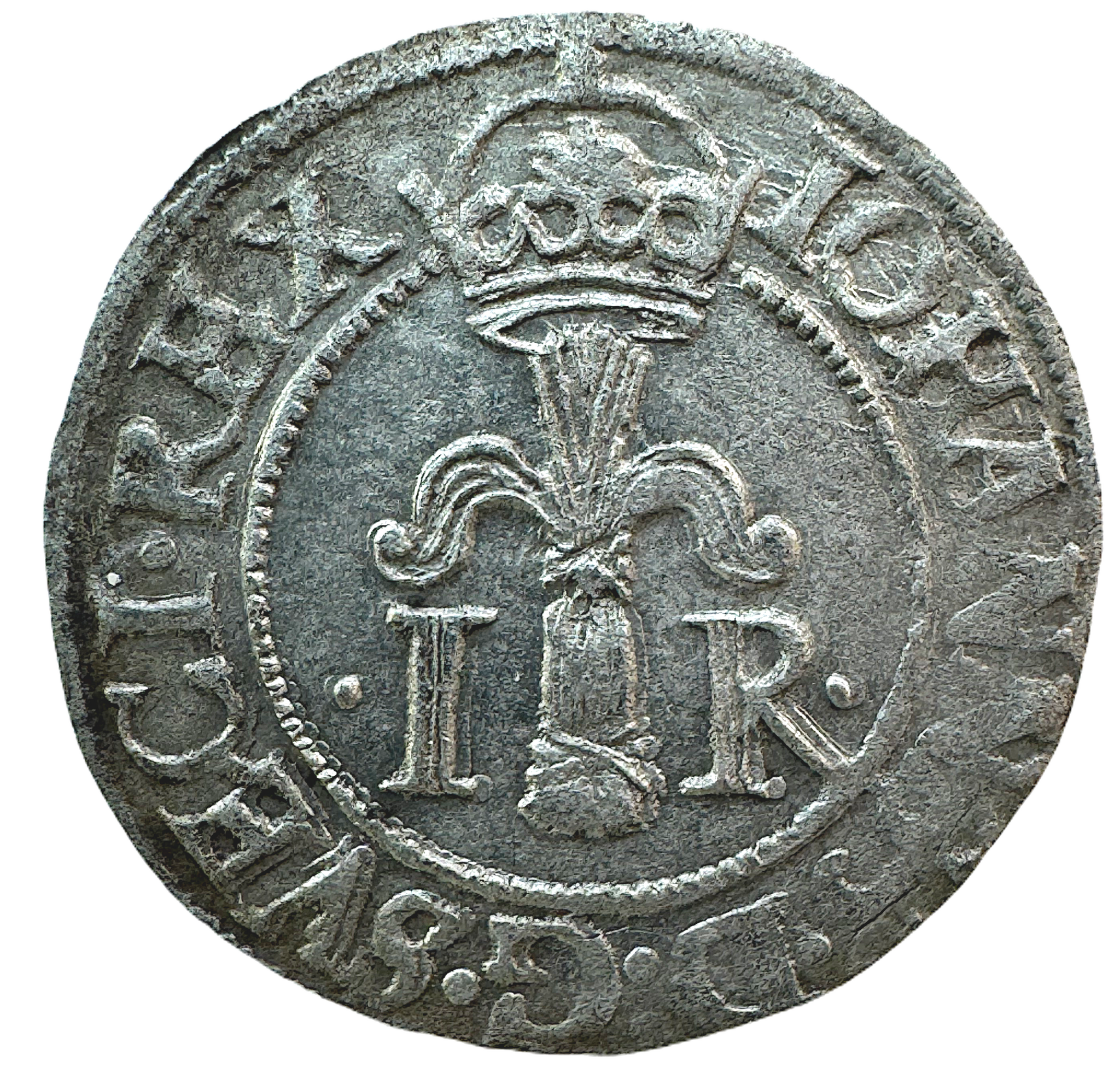 Johan III - 1/2 Öre 1581, åttan dubbelpunsad, silvrigt exemplar med fin lyster