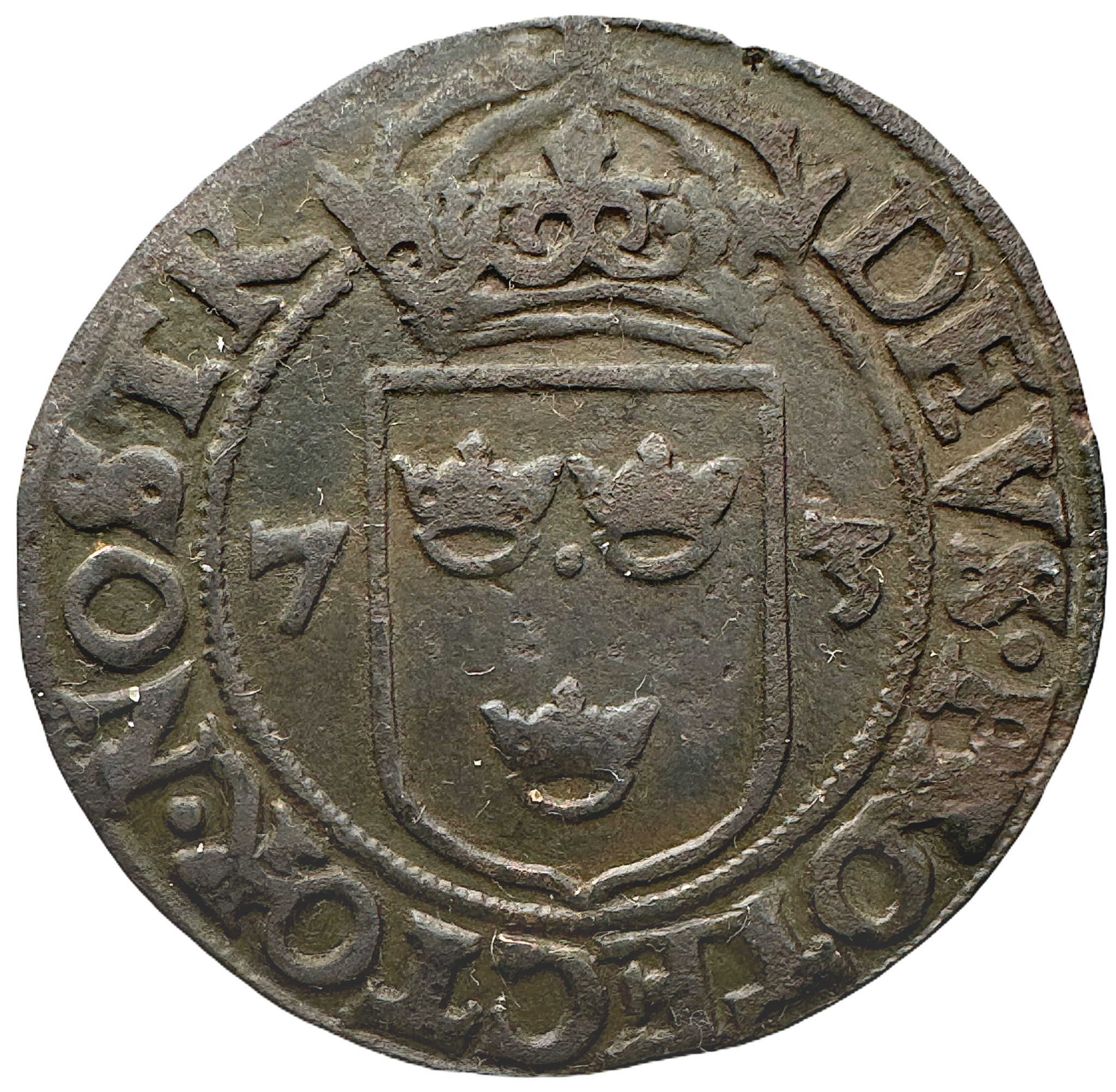 Johan III - 2 Öre 1573 med årtal Z - R - Bra bottenlyster