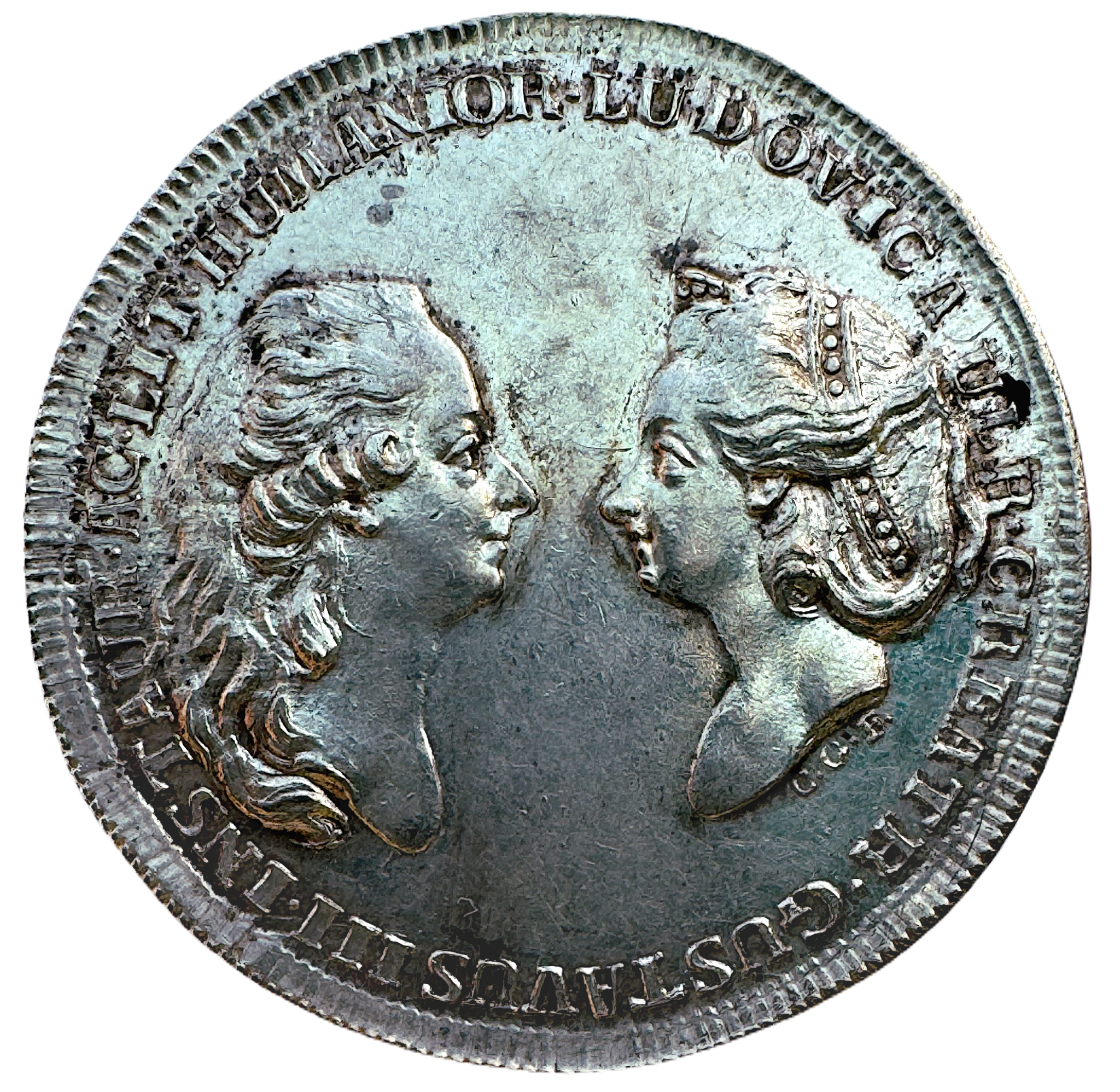 Gustav III - Kungliga Vitterhets Historie och Antikvitetsakademiens antikvariska mötesjetton av Carl Gustaf Fehrman - Ex. Bonde