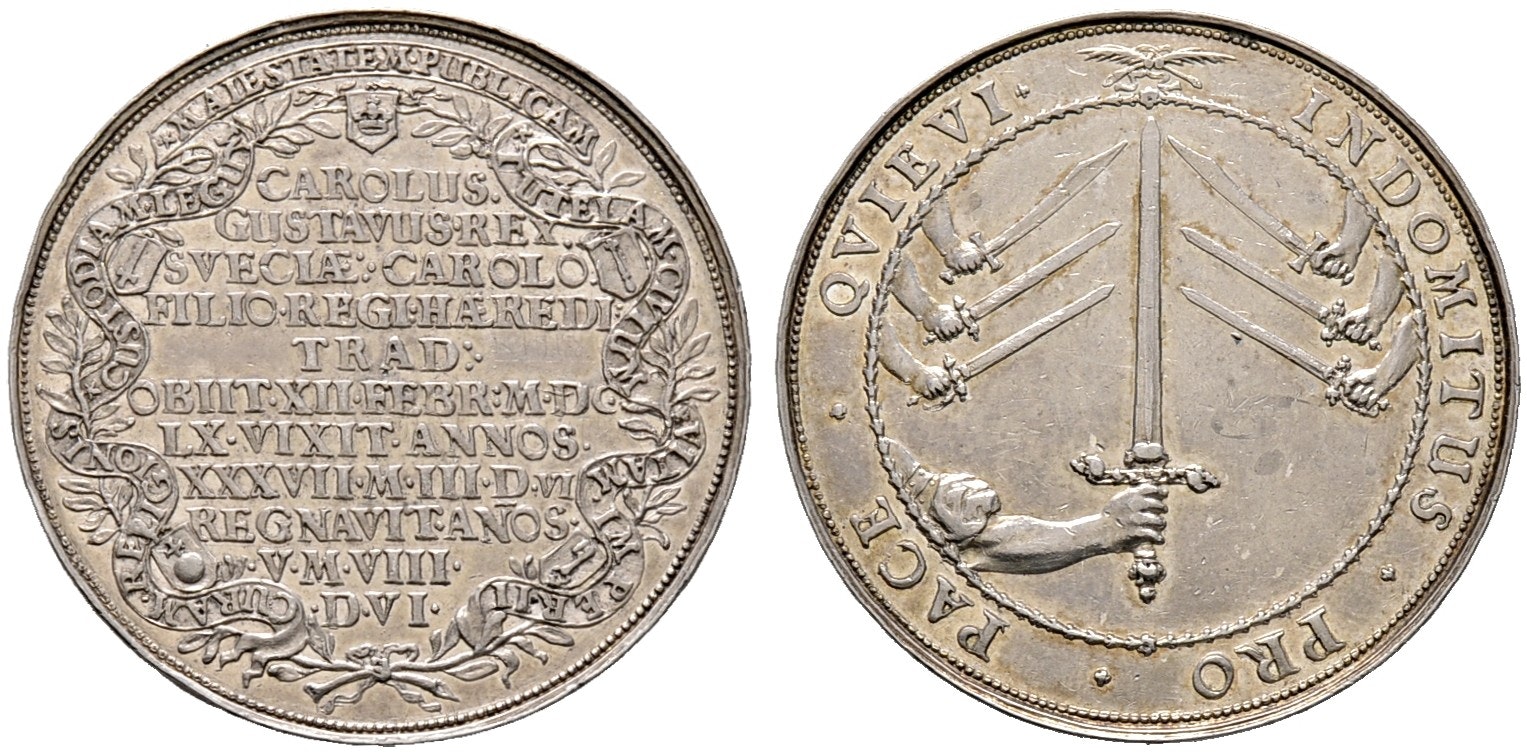 Karl X Gustavs begravning, Riksdaler 1660, medaljpräglad, RRR - PRAKTEXEMPLAR!