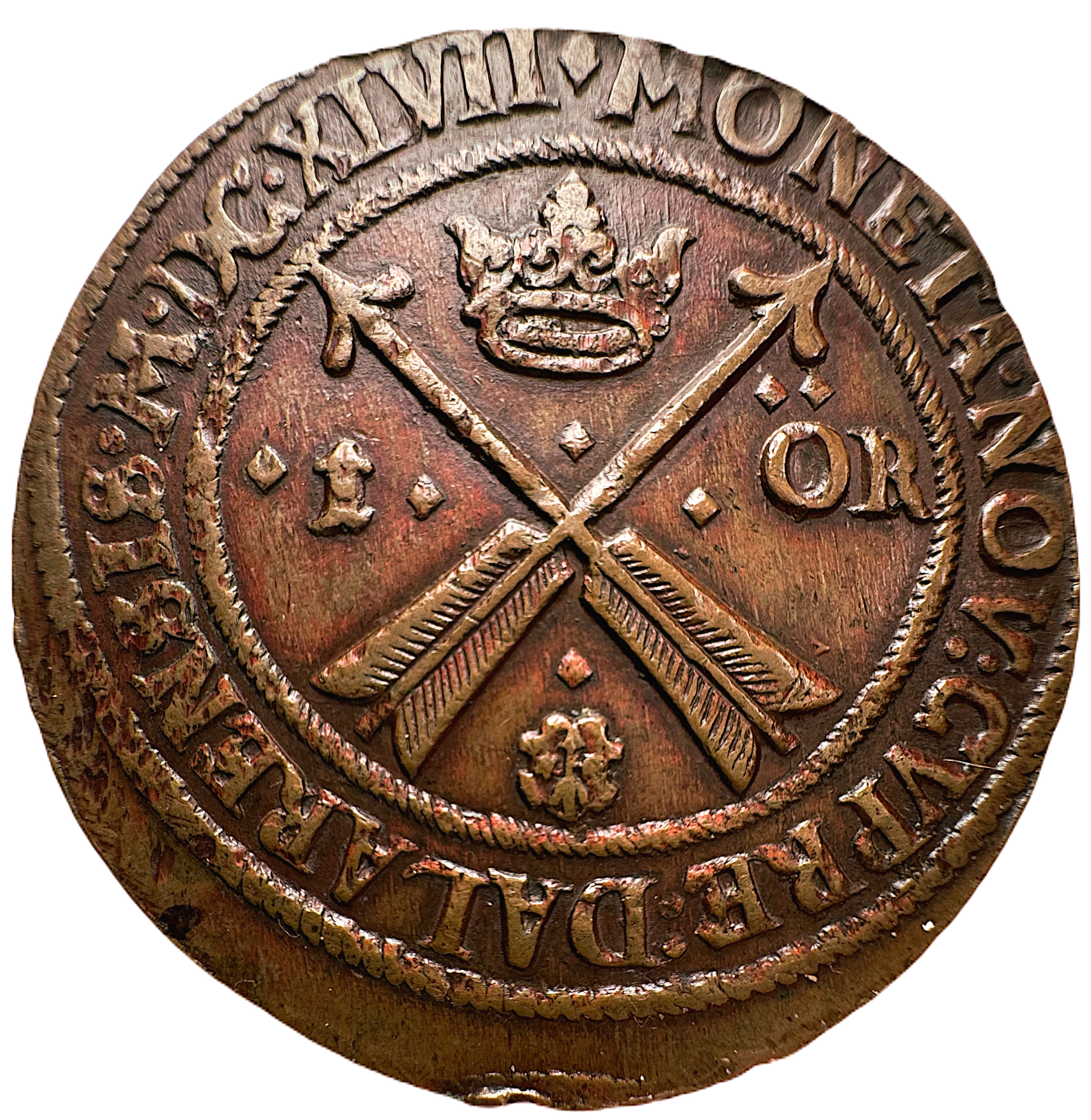 Kristina, Avesta - 1 Öre SM 1647 - Ett underbart svulstigt exemplar med härlig rödbrun präglingsglans och perfekta fält