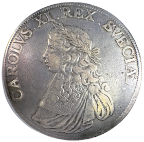 Karl XI, 8 Mark 1666 med hel omskrift - Ettårstyp
