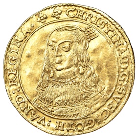 Kristina, Dukat 1645, Riga - Tilltalande exemplar med bra lyster