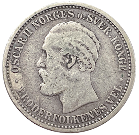 Norge, Oskar II, 1 Krone 1889