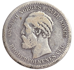 Norge, Oskar II, 1 Krone 1890