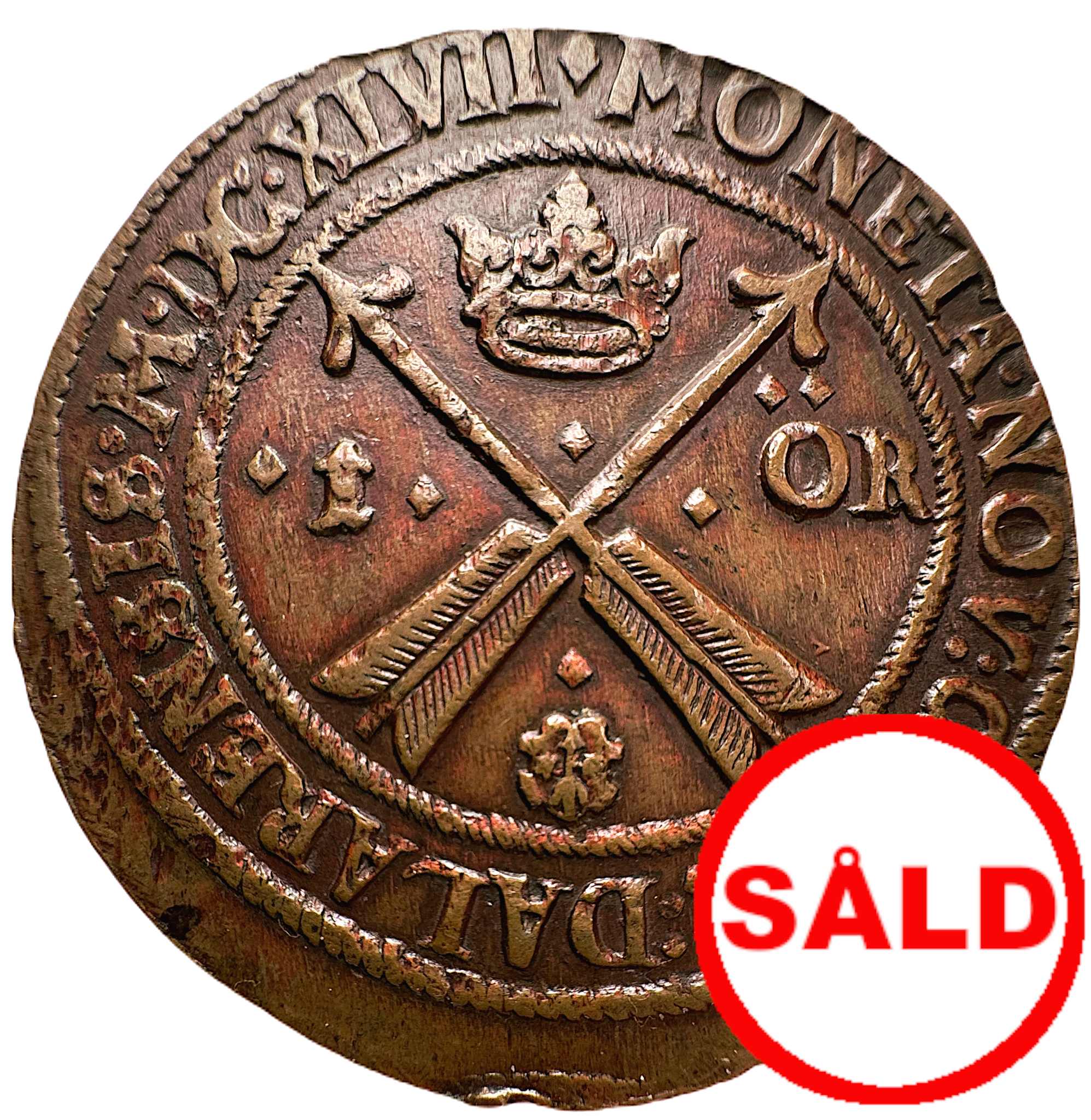 Kristina, Avesta - 1 Öre SM 1647 - Ett underbart svulstigt exemplar med härlig rödbrun präglingsglans och perfekta fält