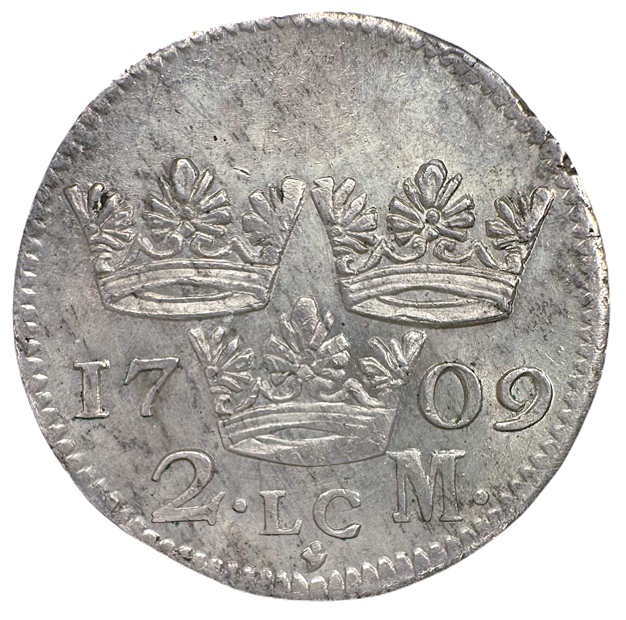 Karl XII - 2 Mark 1709. Ett tekniskt ocirkulerat toppexemplar med underbart frostaktigt porträtt och nästan helt perfekta ytor