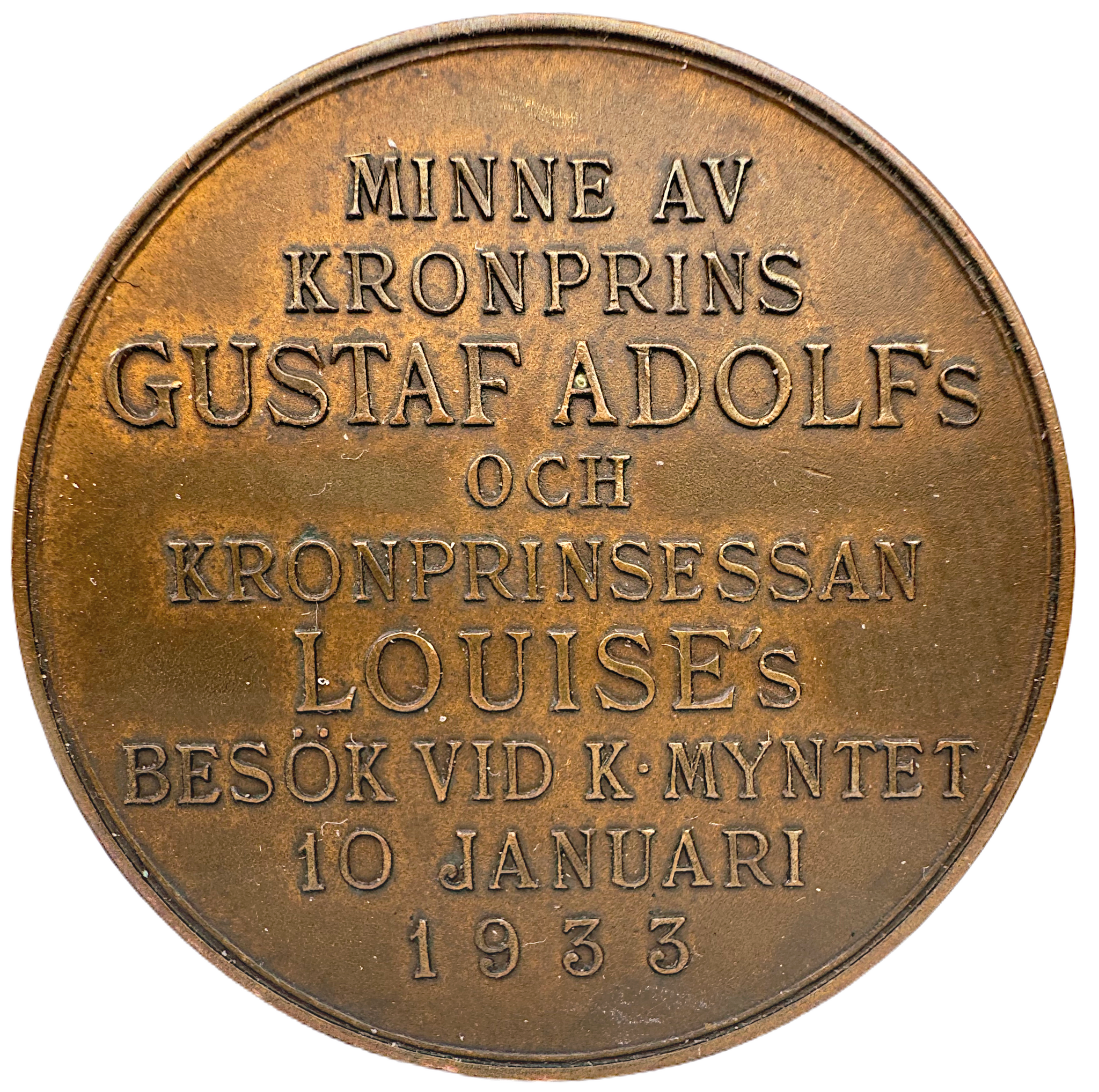 Kronprins Gustav (VI) Adolf och Louises besök på det Kungliga Myntverket 1933 - Av Erik Lindberg