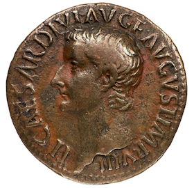 Romerska riket. Tiberius 14-37 e.Kr. As  med härligt porträtt i hög relief