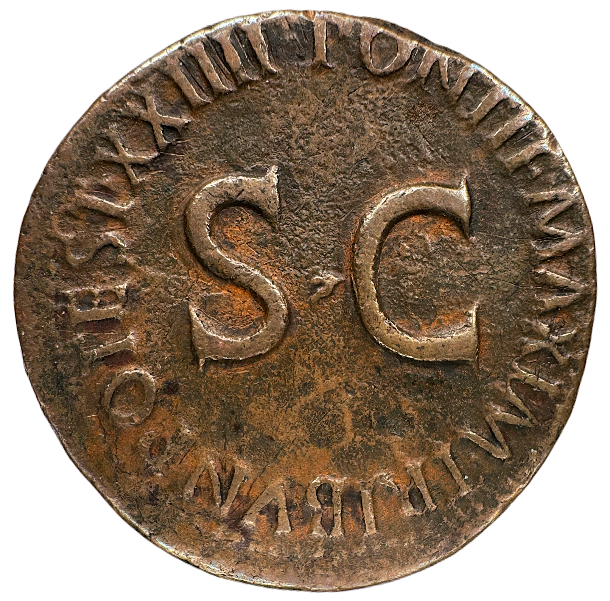 Romerska riket. Tiberius 14-37 e.Kr. As  med härligt porträtt i hög relief
