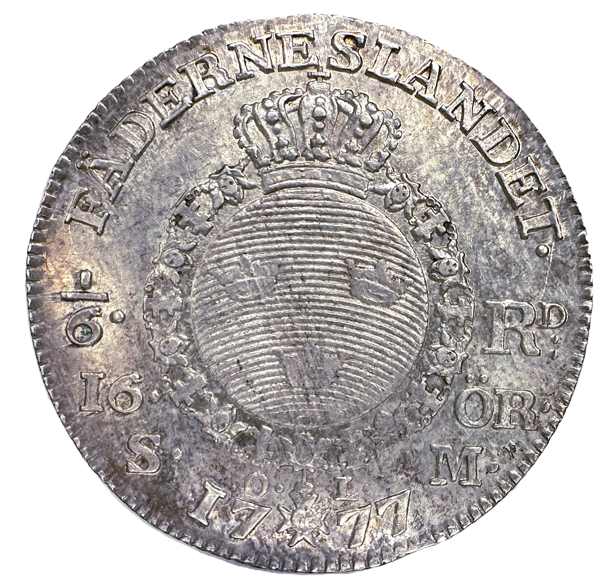 Gustav III - 1/6 Riksdaler/16 Öre SM 1777 - Vackert oslitet exemplar