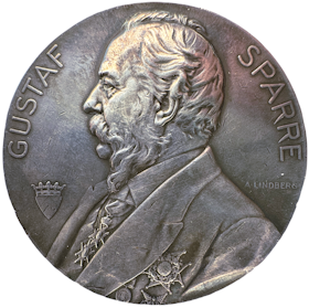 Gustaf Sparre 1834-1914 - Massiv silvermedalj 60mm av Adolf Lindberg 1904