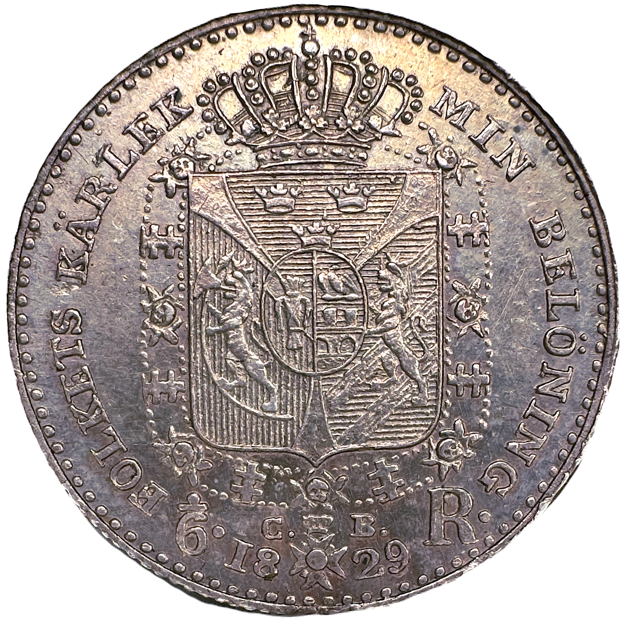 Karl XIV Johan - 1/6 Riksdaler 1829 - Tilltalande exemplar
