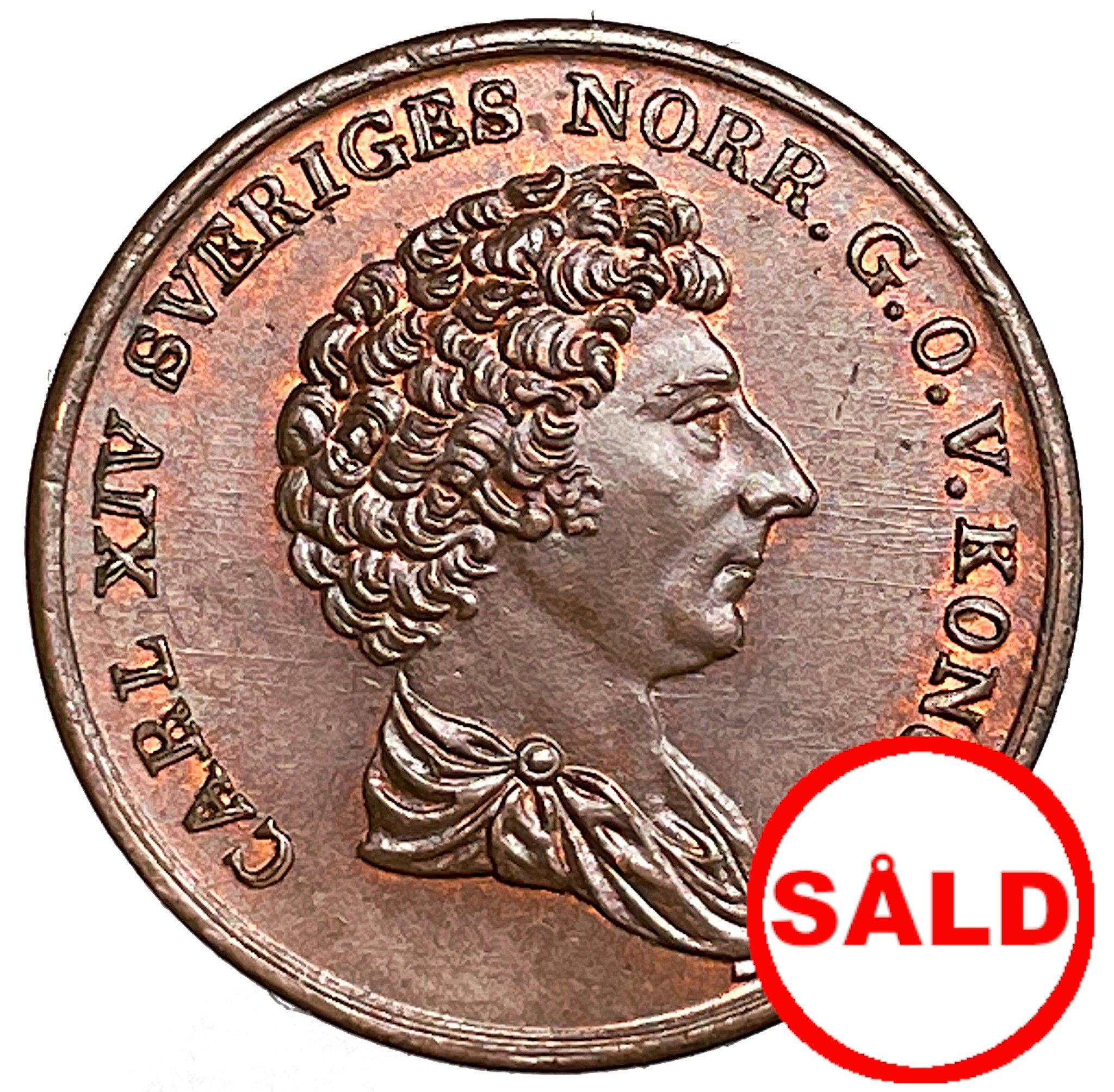 Karl XIV Johan - 1/6 Skilling Palmkvist 1832 med slät kant - Mycket vackert ex