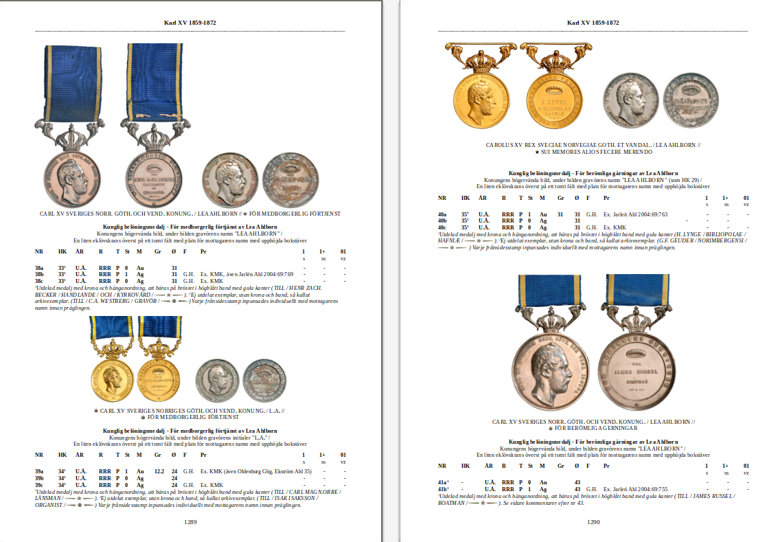Sveriges kungliga medaljer Gustav Vasa-Karl XV i två delar - Vinnare av "NLG Book Prize 2024"