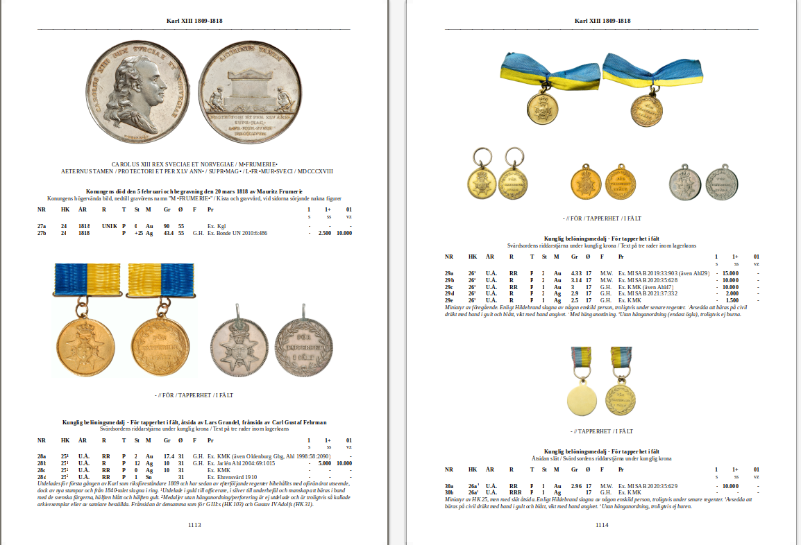 Sveriges kungliga medaljer Gustav Vasa-Karl XV i två delar - Vinnare av "NLG Book Prize 2024"