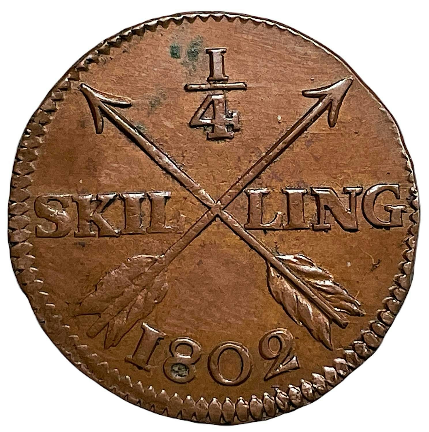 Gustav IV Adolf - 1/4 Skilling 1802  - Ett vackert exemplar