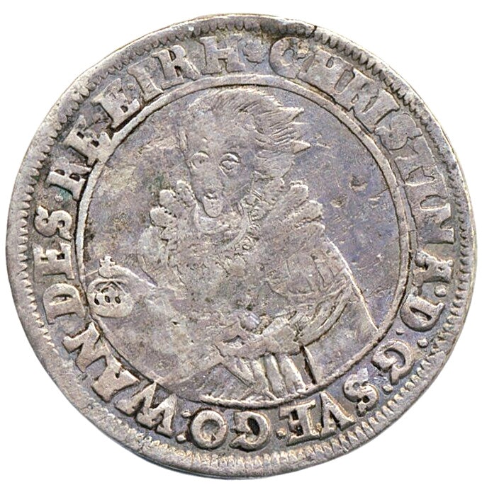 Kristina 8 Öre 1634 - Krona med kronbågar - Ett tilltalande exemplar