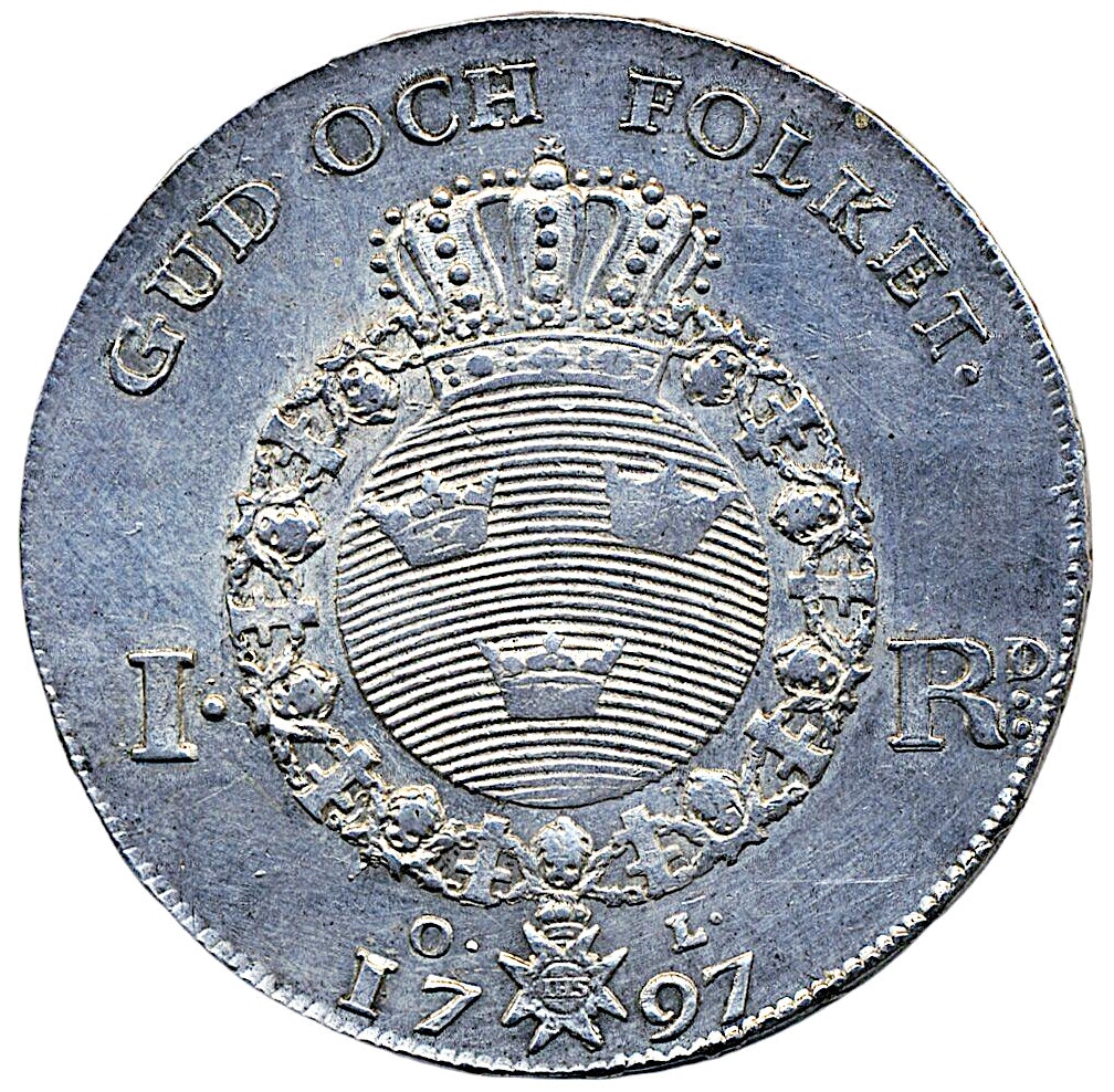 Gustav IV Adolf - Riksdaler 1797 - Ett vackert välpräglat exemplar