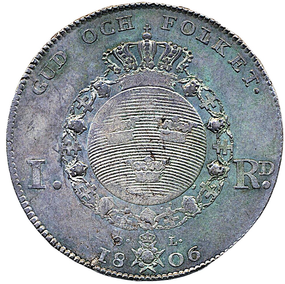Gustav IV Adolf - Riksdaler 1806 - Vackert exemplar med frostaktig relief