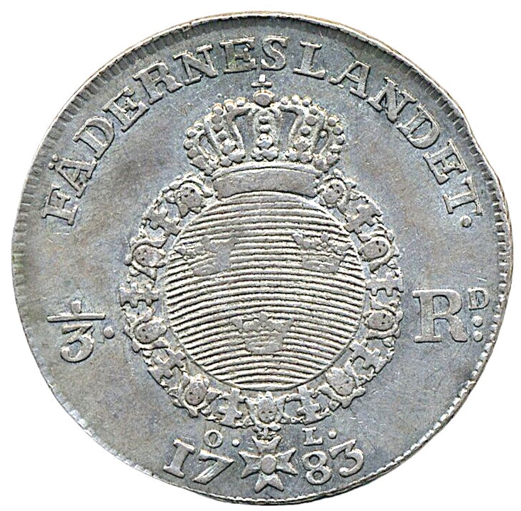 Gustav III - 1/3 Riksdaler 1783 - Ett tilltalande exemplar